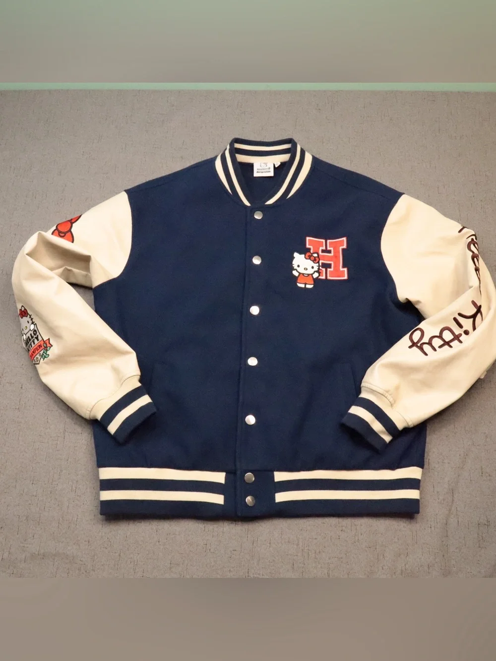 HELLO KITTY-AEROPOSTALE -VARSITY-BOMBER-JACKET-SNAP BUTTON-SIZE L